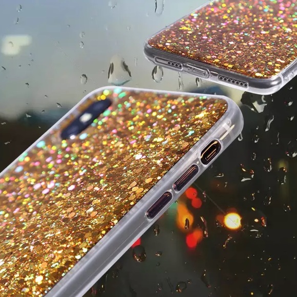 NEW iPhone X/XS/7+/8+ Gold Glitter Soft TPU Case - Picture 2 of 3